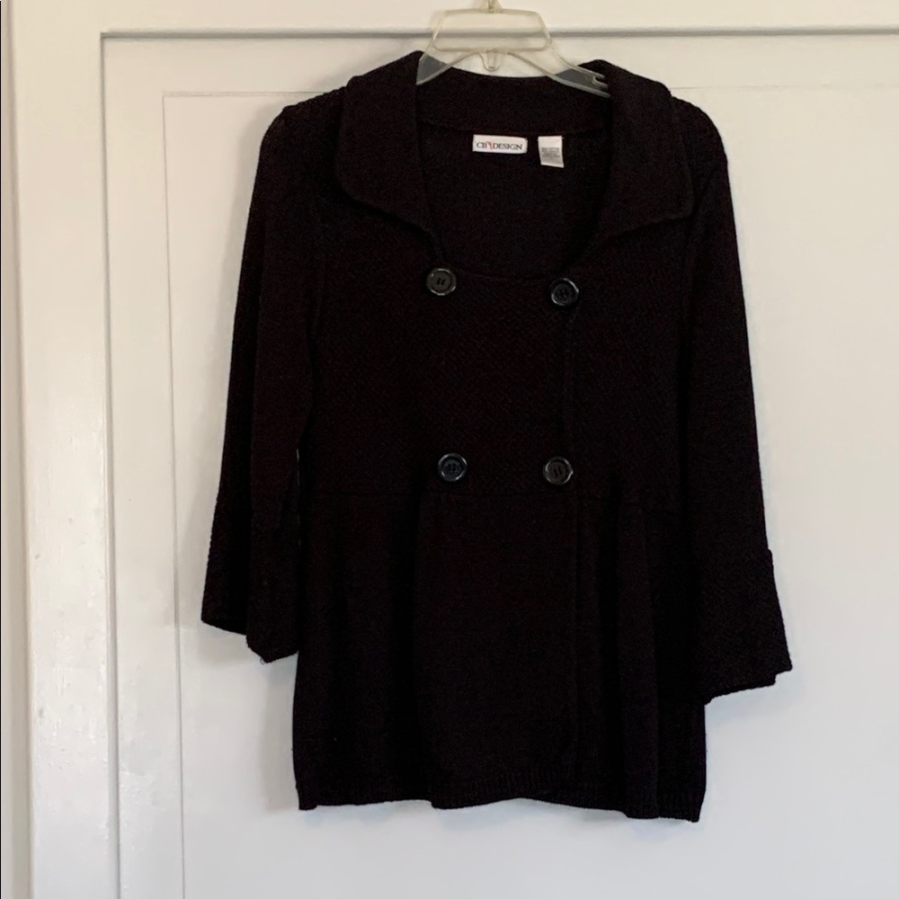 Black Double-Breasted Sweater